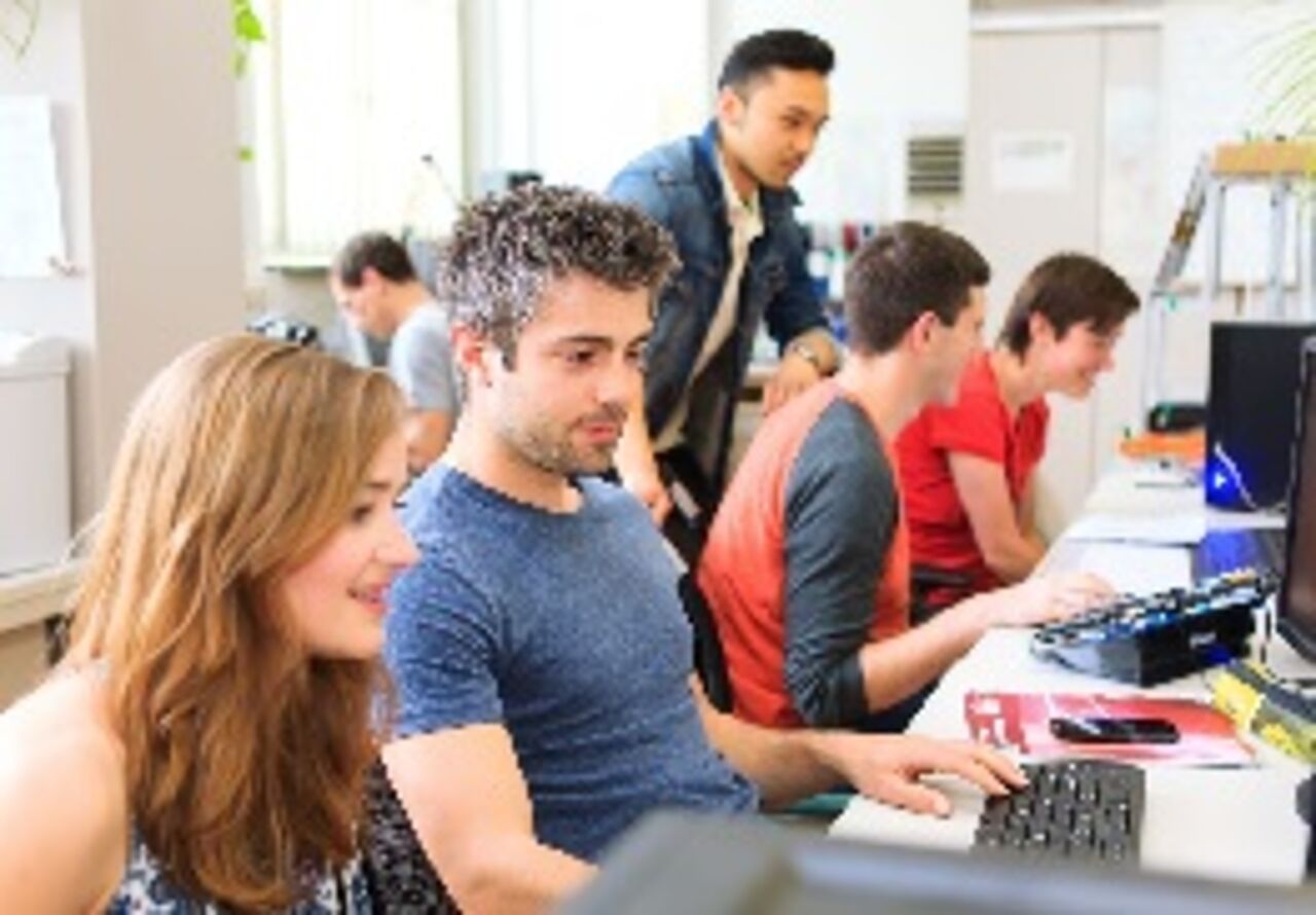 Students working at the computer
