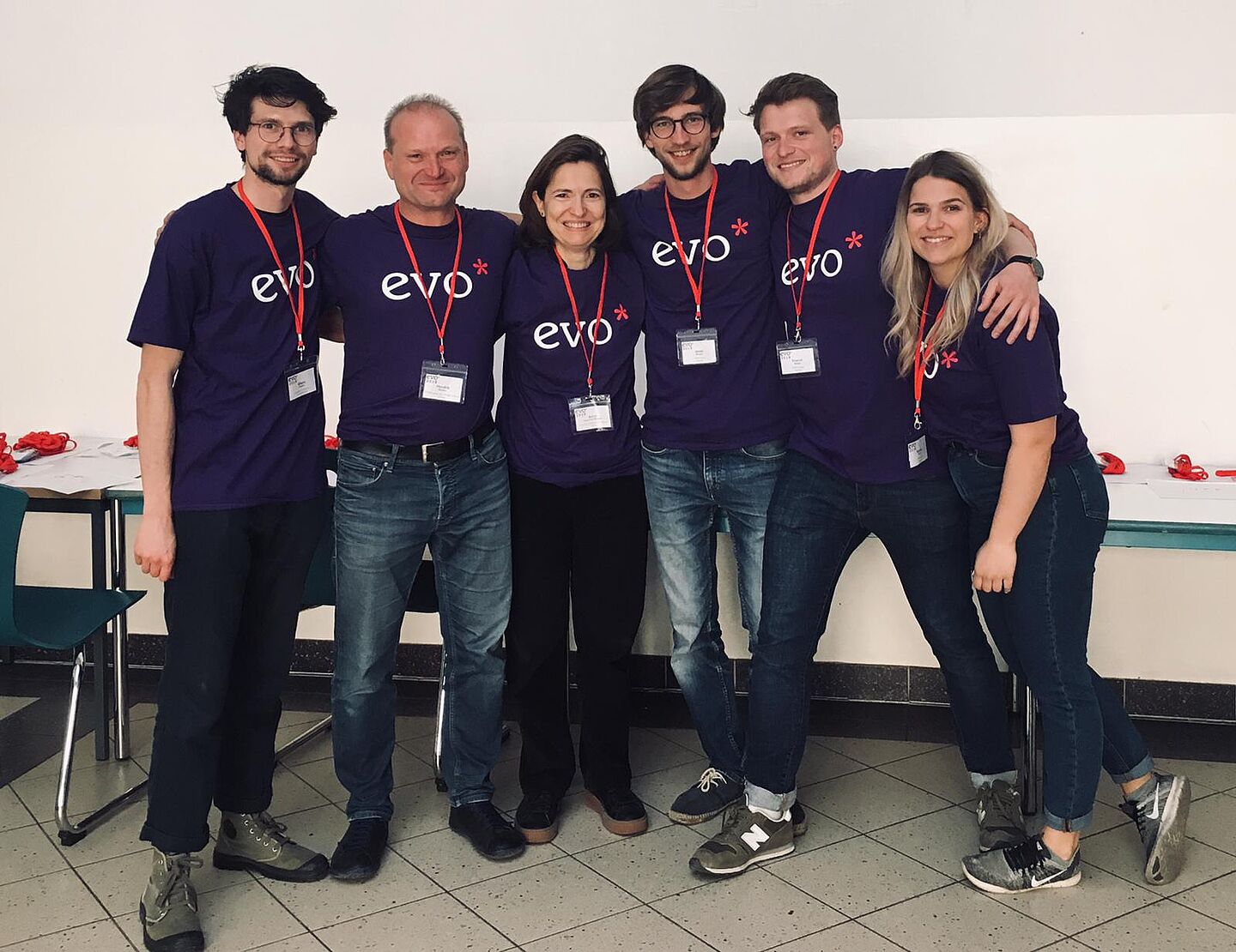 Das Evostar Orga team (von links nach rechts): Misha Paauw (Universität Amsterdam), Hendrik Richter (HTWK), Anna Esparcia (Universität Valencia), Jonas Berger, Marcel Meyer, Natalie Kruck (HTWK)