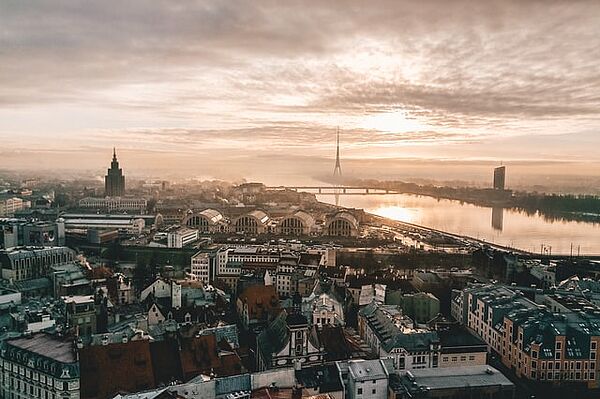 Blick von oben auf Riga
