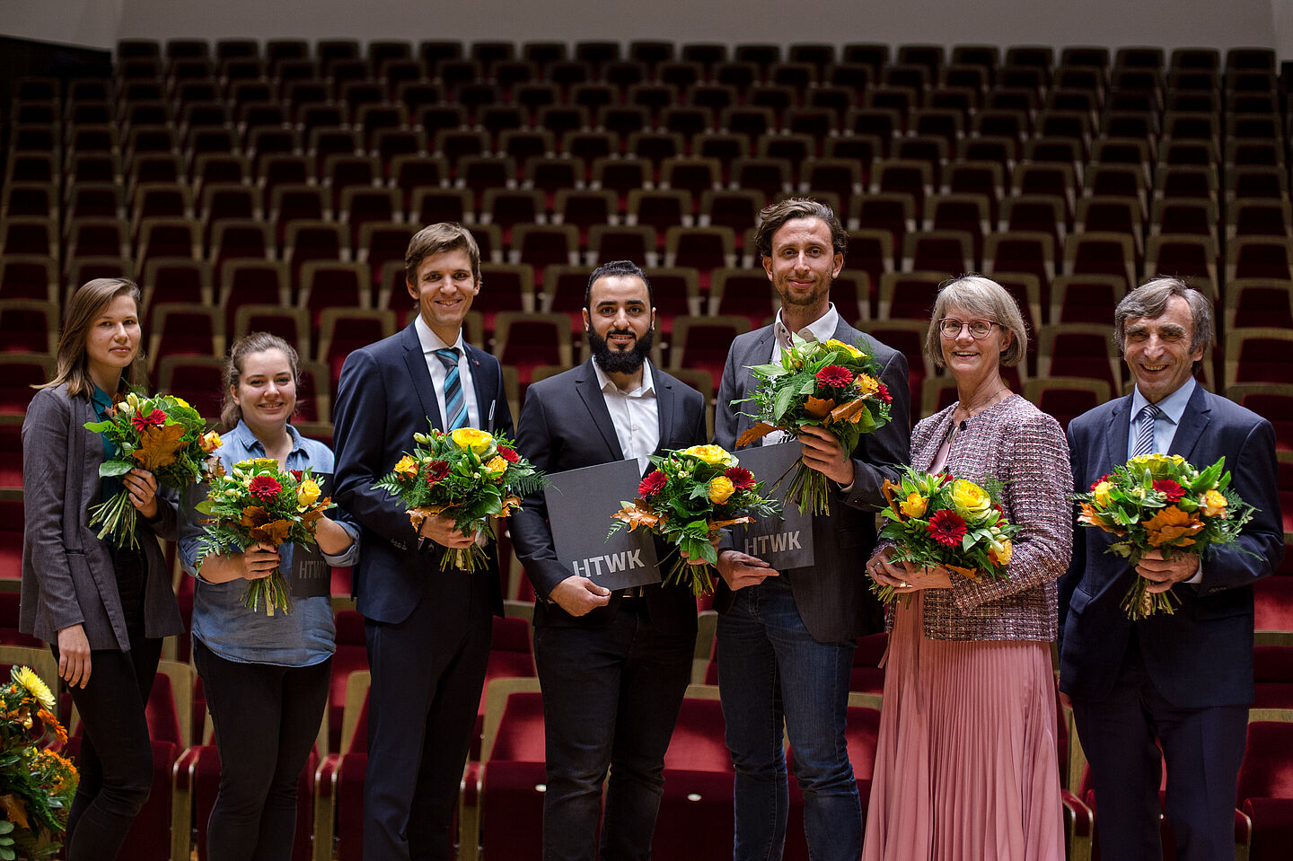 Sieben Preisträger bzw. Preisträgerinnen bei der HTWK-Immafeier 2019.