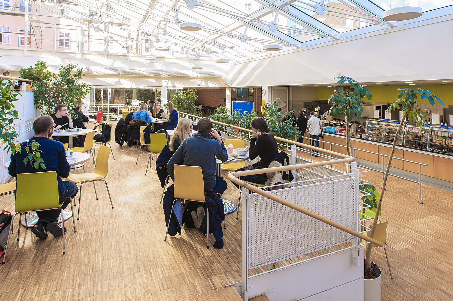 Dining area of the canteen with lots of tables and seating